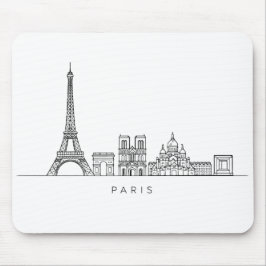 Minimalist Paris Skyline Line Art Mousepad