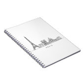Minimalist Paris Skyline Line Art Notizblock (Rechte Seite)