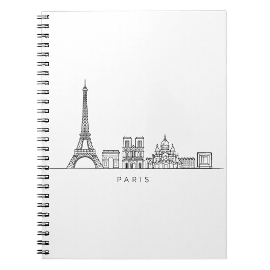 Minimalist Paris Skyline Line Art Notizblock (Vorderseite)