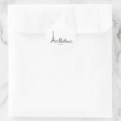 Minimalist Paris Skyline Line Art Runder Aufkleber (Tasche)