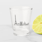 Minimalist Paris Skyline Line Art Schnapsglas (Vorderseite)