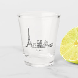 Minimalist Paris Skyline Line Art Schnapsglas