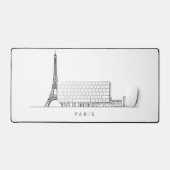 Minimalist Paris Skyline Line Art Schreibtischunterlage (Tastatur & Maus)