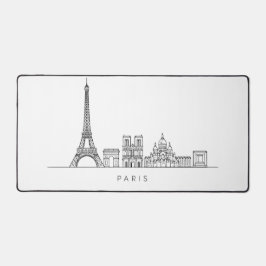 Minimalist Paris Skyline Line Art Schreibtischunterlage