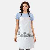 Minimalist Paris Skyline Line Art Schürze (Getragen)