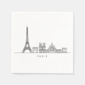 Minimalist Paris Skyline Line Art Serviette (Vorderseite)