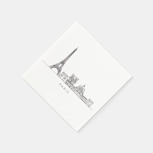 Minimalist Paris Skyline Line Art Serviette (Ecke)