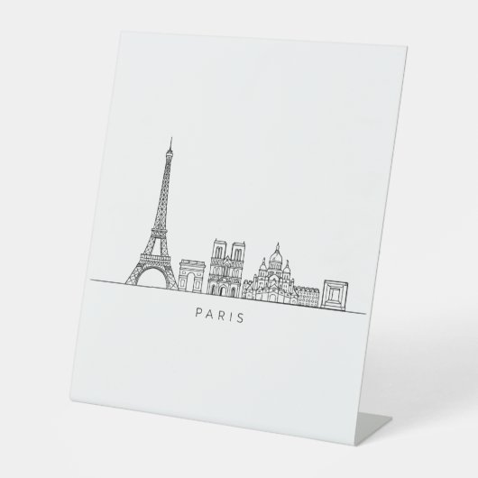 Minimalist Paris Skyline Line Art Sockelschild (Vorderseite)