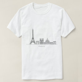 Minimalist Paris Skyline Line Art T-Shirt
