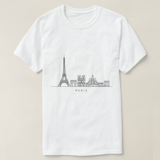 Minimalist Paris Skyline Line Art T-Shirt (Design vorne)
