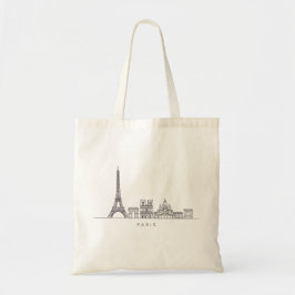 Minimalist Paris Skyline Line Art Tragetasche
