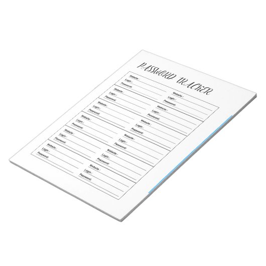 Minimalist Password Tracker  Notizblock (angewinkelt)