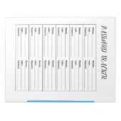 Minimalist Password Tracker  Notizblock (Vorderseite)