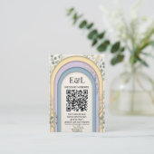 Minimalist Pastel Arch Botanical QR Code Wedding Begleitkarte (Stehend Vorderseite)