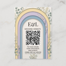 Minimalist Pastel Arch Botanical QR Code Wedding Begleitkarte