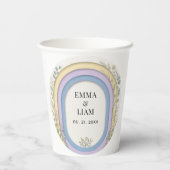 Minimalist Pastel Arch Frame Botanical Wedding Pappbecher (Rückseite)