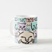 Minimalist Pastel Cat Faces Kaffeetasse (Vorderseite Links)