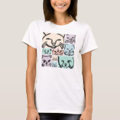 Minimalist Pastel Cat Faces T-Shirt (Vorderseite)
