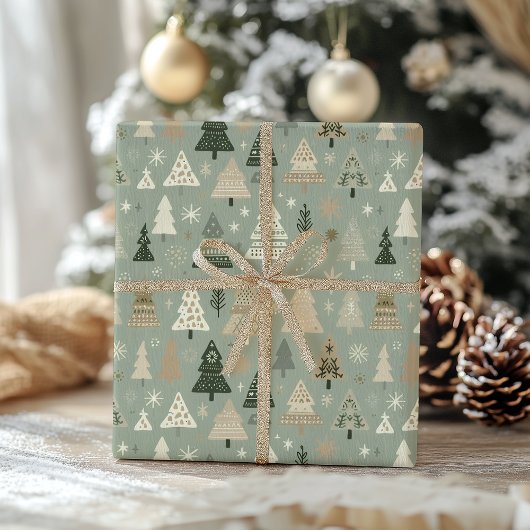 Minimalist Pastel Christmas Tree Holiday Geschenkpapier