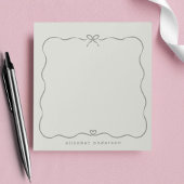 Minimalist Pastel Cute Bow Monogram Name Notizblock