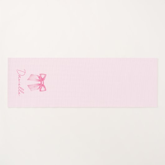 Minimalist Pastel Pink Bow Exercise Yogamatte (Vorderseite (Horizontal))