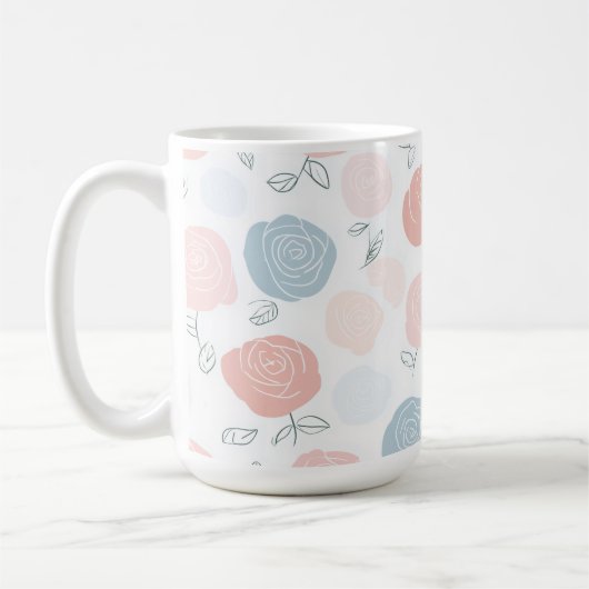 Minimalist Pastel Rose White Floral Pattern Kaffeetasse (Links)