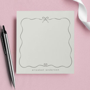 Minimalist Pastell Cute Schleife Monogramm Name Notizblock