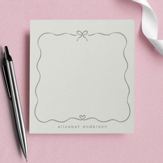 Minimalist Pastell Cute Schleife Monogramm Name  Notizblock