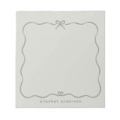 Minimalist Pastell Cute Schleife Monogramm Name  Notizblock (Vorderseite)