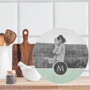 Minimalist Pastell-Mint Personalisierter Name & Fo Schneidebrett