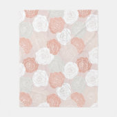 Minimalist Pastell-Rosa-Weiß-Blumenmuster Fleecedecke (Vorderseite)