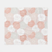 Minimalist Pastell-Rosa-Weiß-Blumenmuster Fleecedecke (Vorderseite (Horizontal))