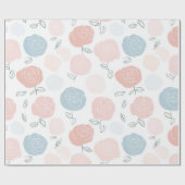 Minimalist Pastell-Rosa-Weiß-Blumenmuster Geschenkpapier (Flach)