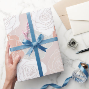 Minimalist Pastell-Rosa-Weiß-Blumenmuster Geschenkpapier