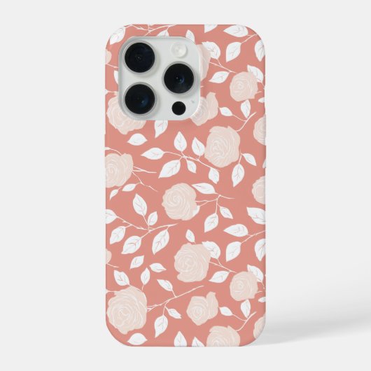 Minimalist Pastell-Rosa-Weiß-Blumenmuster iPhone Hülle (Rückseite)