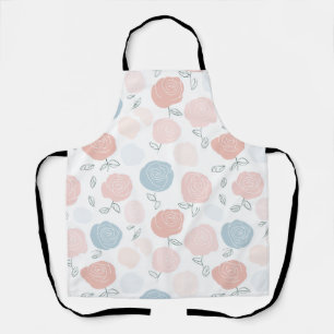 Minimalist Pastell-Rosa-Weiß-Blumenmuster Schürze