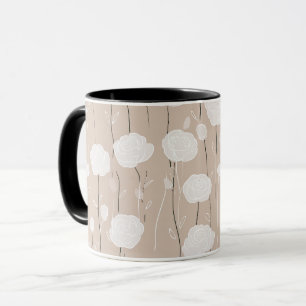 Minimalist Pastell-Rosa-Weiß-Blumenmuster Tasse