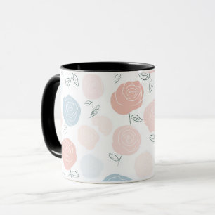 Minimalist Pastell-Rosa-Weiß-Blumenmuster Tasse