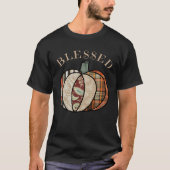 Minimalist Patchwork Pumpkin Autumn Blessed Thanks T-Shirt (Vorderseite)
