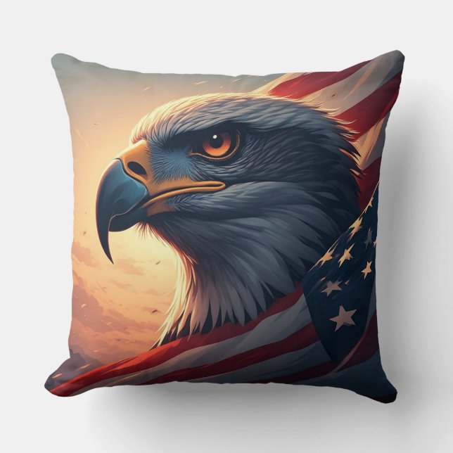 Minimalist Patriotic Eagle with american flag Kissen (Vorderseite)