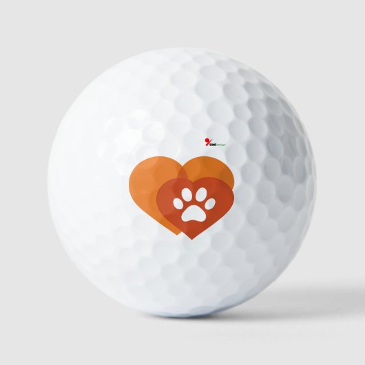 Minimalist Paw Print Heart Golf Balls | Pet Lover  Golfball (Vorderseite)