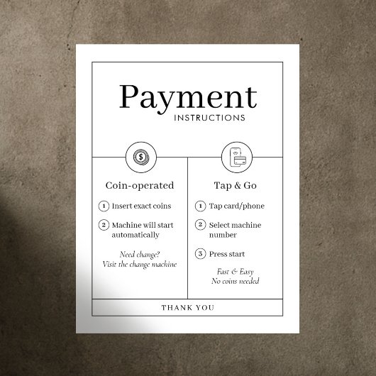 Minimalist Payment Instructions Poster Wall Sign