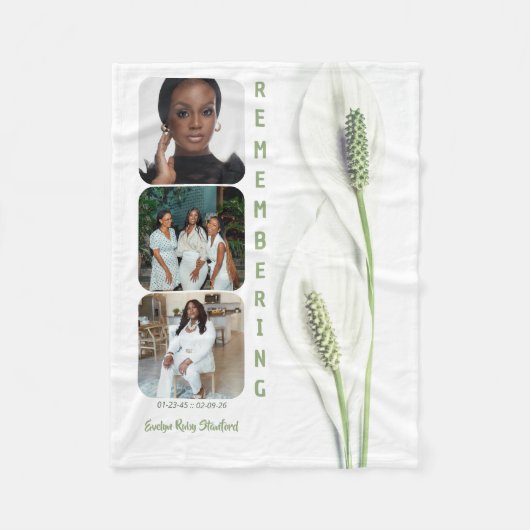 Minimalist Peace-Lilien-Gedenkstätte Fleecedecke (Vorderseite)