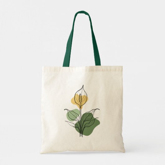 Minimalist Peace Lily Line Art Tote Tragetasche (Rückseite)