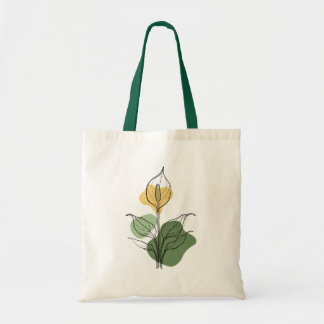 Minimalist Peace Lily Line Art Tote Tragetasche