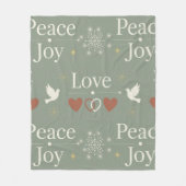 Minimalist Peace Love Joy Scandinavian Holiday Fleecedecke (Vorderseite)