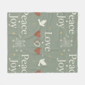 Minimalist Peace Love Joy Scandinavian Holiday Fleecedecke (Vorderseite (Horizontal))