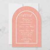 Minimalist Peach and White Arch Wedding  Einladung (Rückseite)