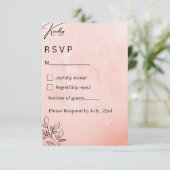 Minimalist Peach Botanical Wedding RSVP (Stehend Vorderseite)