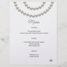 Minimalist Pearl Wedding Menu Menükarte